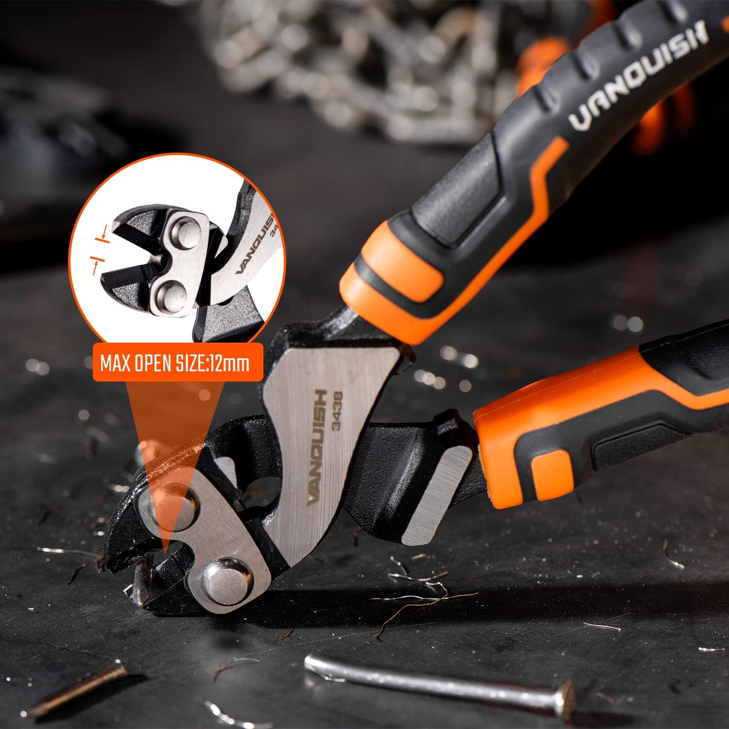 VANQUISH 8-inch Mini Bolt Cutter - Heavy Duty Cr-V Steel Wire & Bolt Cutting Tool for DIY, Construction, Emergency Repairs | Compact High Leverage Design for Nails, Chains, Fences & More