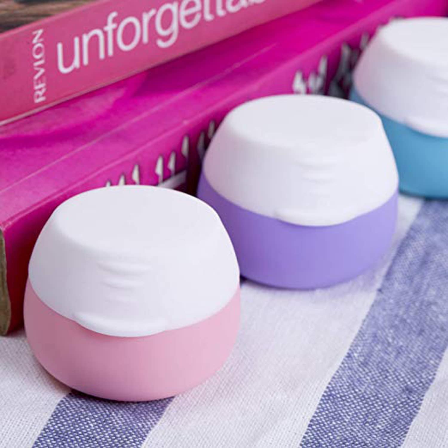 Gemice 4-Piece Silicone Travel Containers for Toiletries - TSA Approved Leak-Proof Cream Jars for Cosmetic, Makeup, Face & Body Creams - Perfect for Air Travel, Gym Bag & On-the-Go Skincare