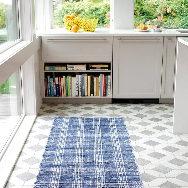 Dash & Albert Denim Plaid Handwoven Cotton Rug - Stylish & Durable for Living Room, Bedroom, or Nursery Decor
