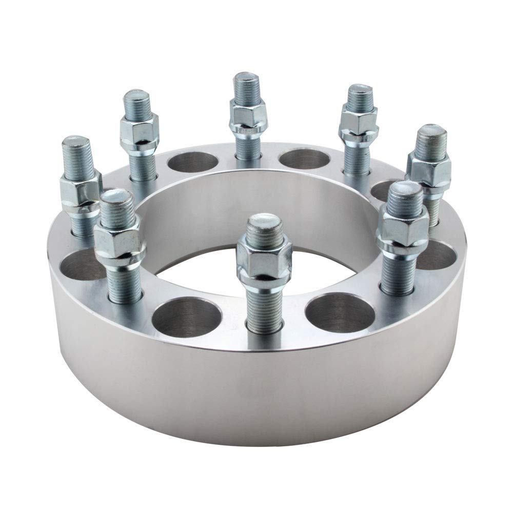 DCVAMOUS 4PC 2 Inch Wheel Spacers 8x180 to 8x180 with 14x1.5 Studs - Compatible with 2011-2022 Chevy Silverado 2500/3500 HD & GMC Sierra 2500/3500 HD 8-Lug Trucks | Enhance Stance & Fit Larger Tires for Off-Roading & Towing