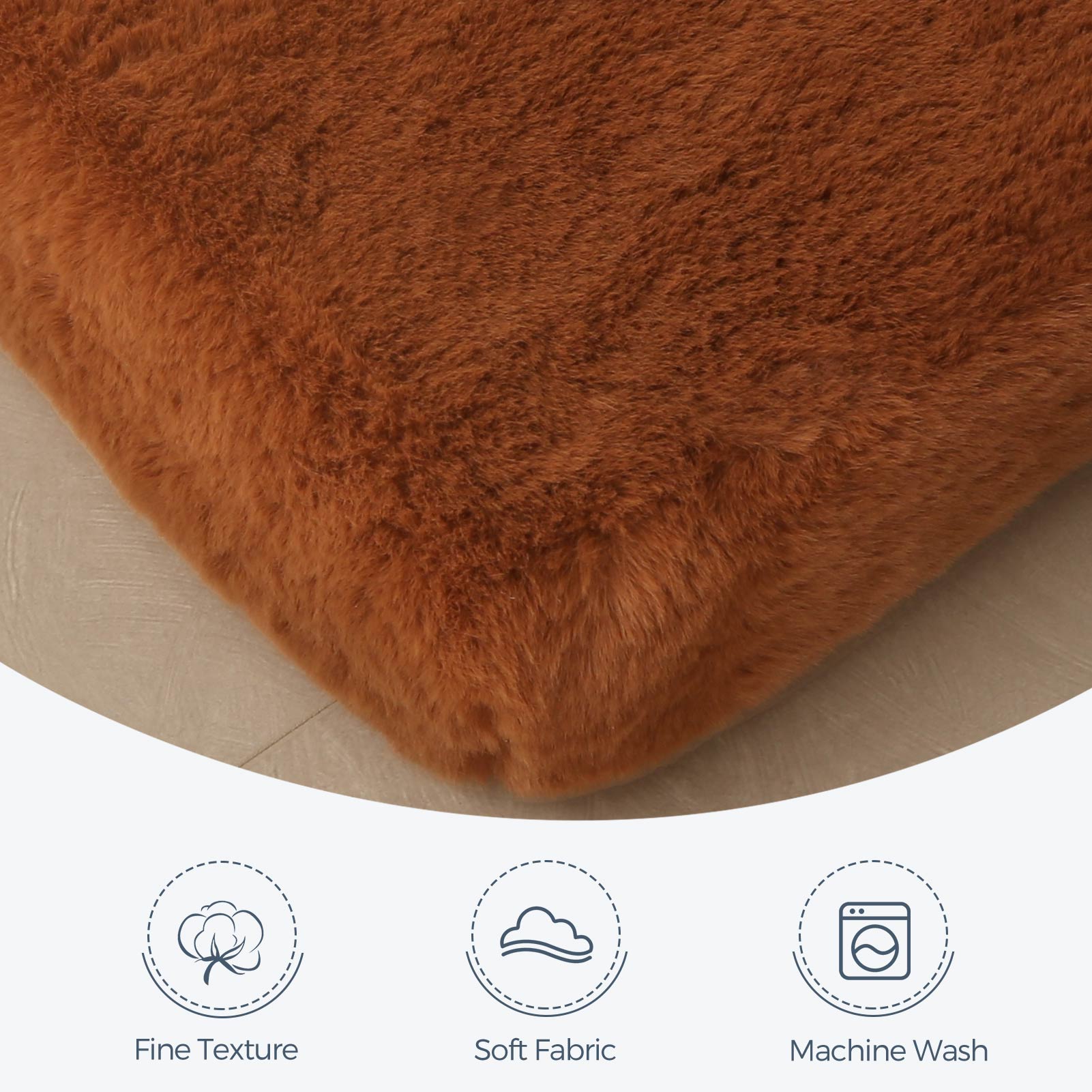 MAXYOYO Faux Fur Removable Futon Mattress - Soft Fluffy Couch Bed for Lounging, Napping & Sleeping - Brown - Perfect for Living Room, Bedroom & Guest Room Comfort