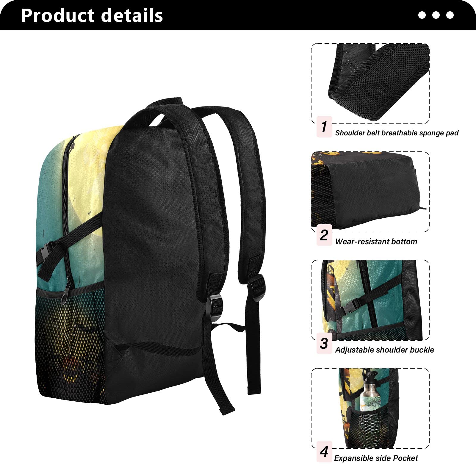Waterproof 20L Lightweight Packable Hiking Backpack for Outdoor Camping & Travel - Halloween Pumpkin Graveyard Design - Perfect for Day Trips, Hiking Adventures & Halloween Festivities
