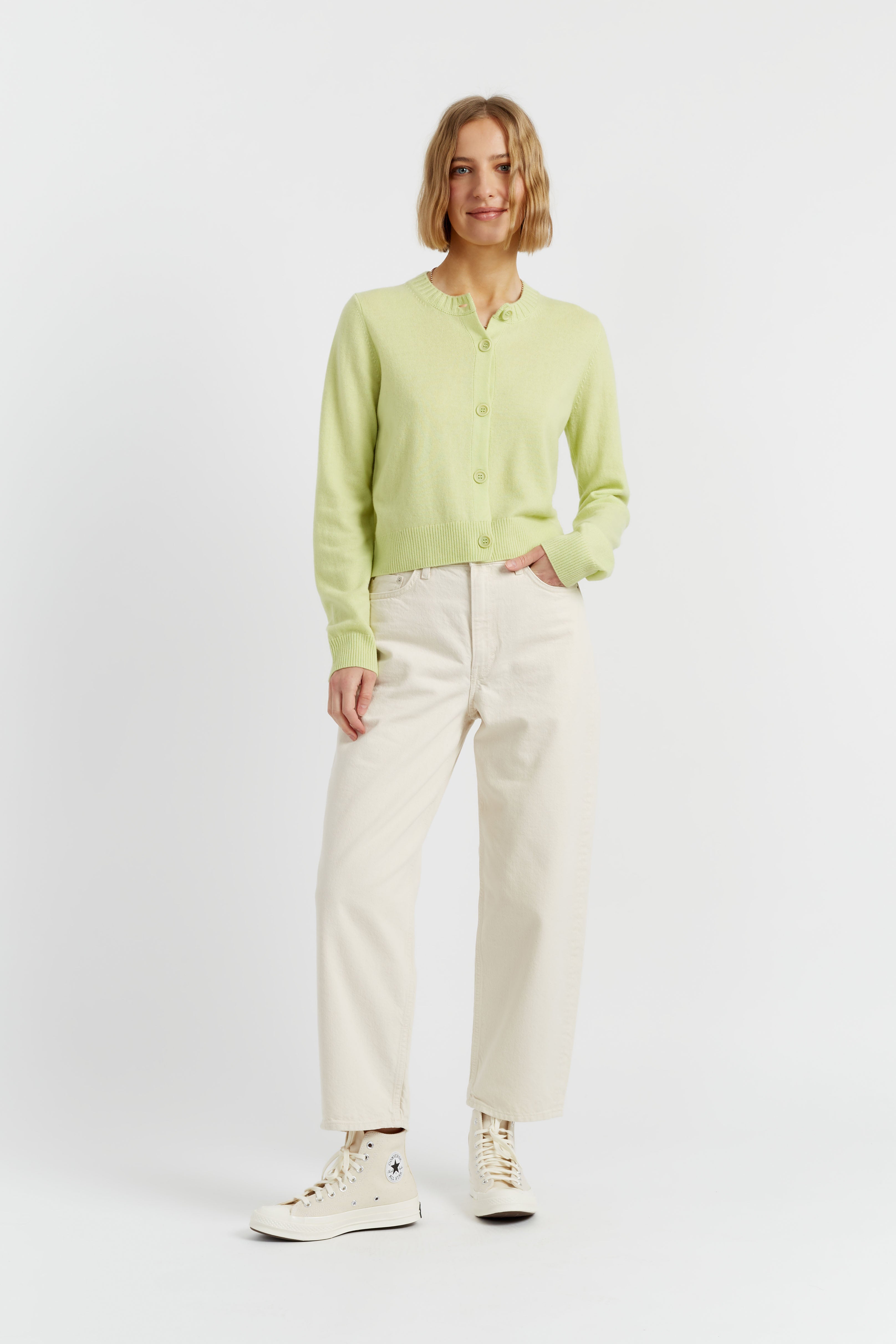 Soft Lemon Wool Cashmere Crew Neck Sweater for Women - Cozy Winter Pullover for Casual Wear & Office Outfits