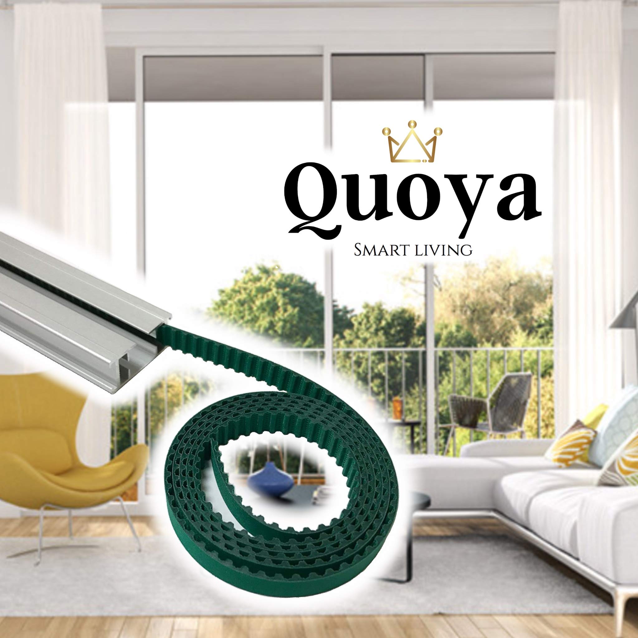 Quoya Smart Curtain Tracks Replacement Belt - 14.4 Meters (47.2 Feet) Auto-Rolling Motorized Blind Accessory for Home & Office Automation