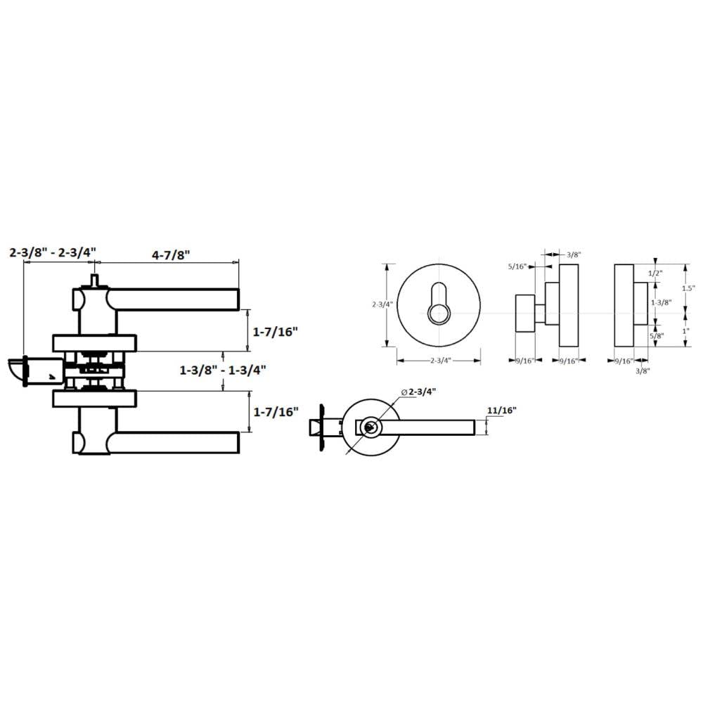 Design House 580985 Eastport Entry Combo - 6-Piece Satin Nickel Door Hardware Set for Home & Office Entryway (Includes Knob, Lever, Deadbolt & Strike Plate) - Perfect for Front Doors, Back Doors & Interior Doors