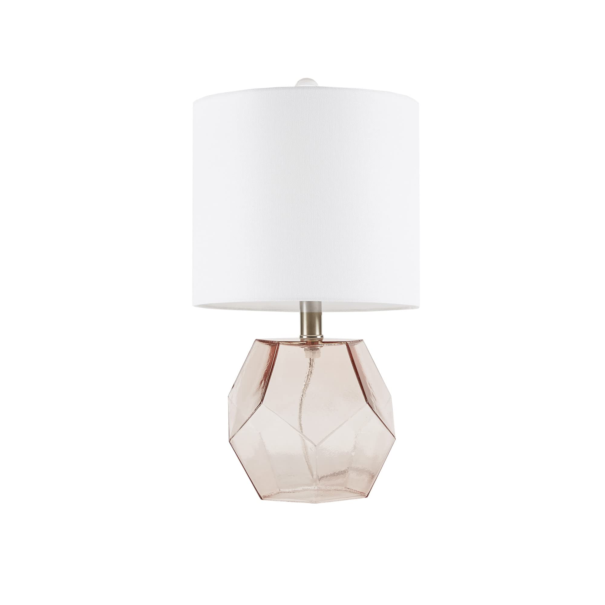 510 Design Bella Glass Table Lamp with Cotton Blend Fabric Shade - 60W Bedside Nightstand Light with Rotary Switch & 60