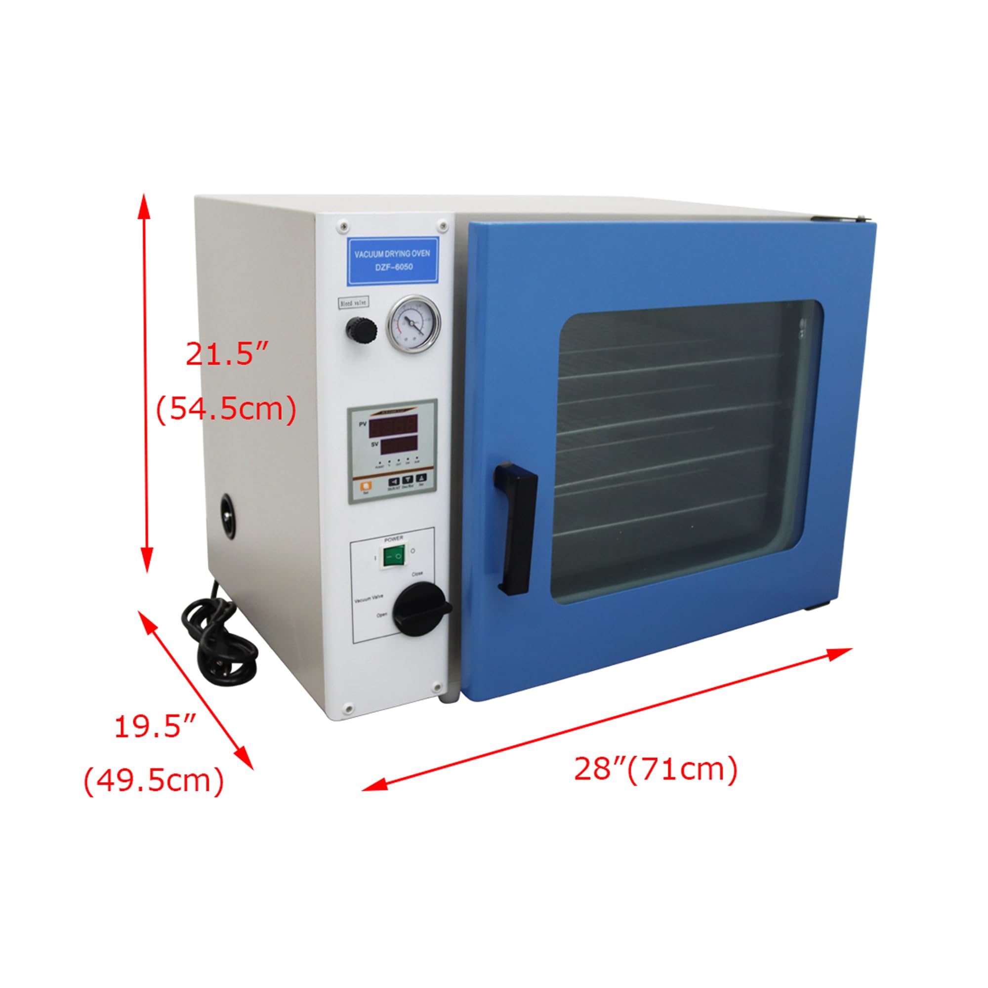 110V 1.9Cu ft Vacuum Drying Oven with 4-Layer Rack, 1400W for Lab, Electronics & Food Dehydration - Perfect for Drying, Curing & Sterilizing