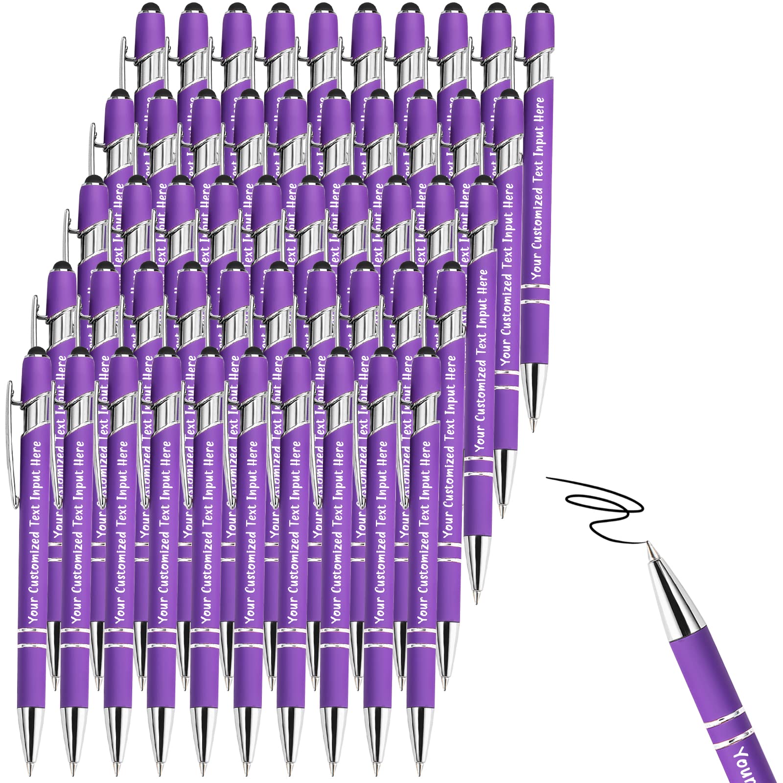 100 Pcs Custom Engraved Ballpoint Pens - Personalized Name & Logo - Soft Black Ink - Metal Touch Stylus - Bulk Office Gifts for Anniversaries, Graduations, Birthdays - Perfect for Corporate Events, School Supplies & Promotional Giveaways