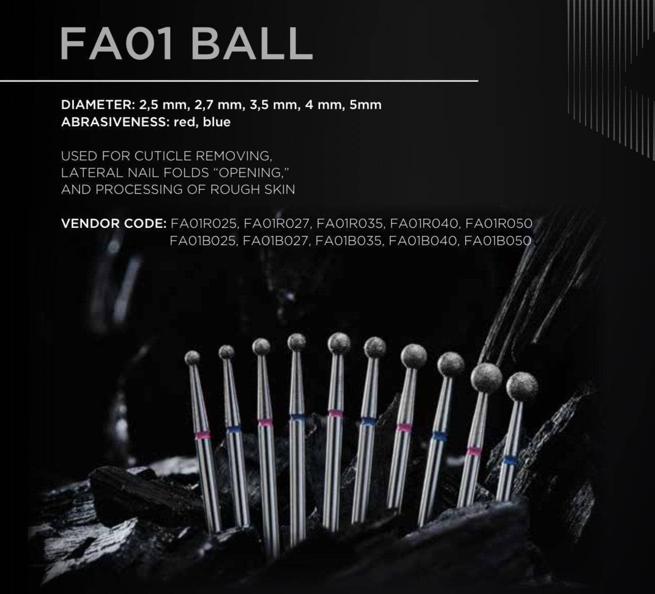 Staleks 5mm Diamond Ball Nail Drill Bit - Red for Professional Manicure & Pedicure | Perfect for Nail Salons & Home Use