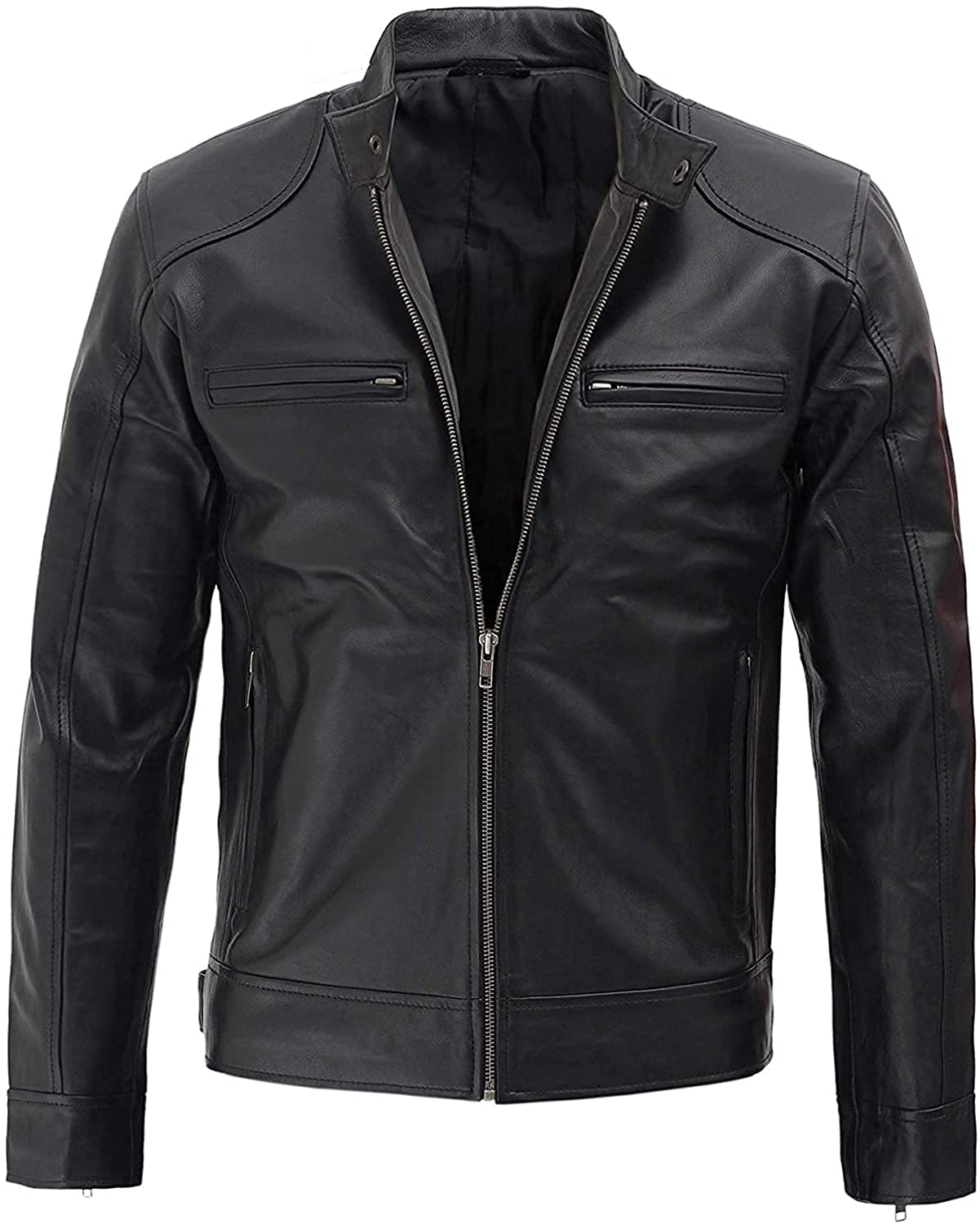 Premium Men's Vintage Distressed Leather Motorcycle Jacket - Retro Cafe Racer Style Biker Jacket for Men | Perfect for Motorcycling, Casual Wear & Outdoor Adventures