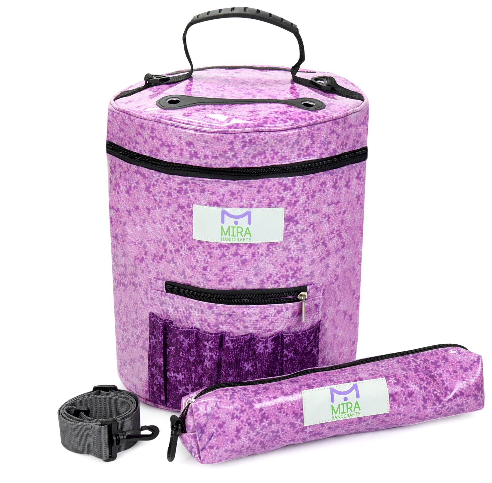Premium Large Knitting Yarn Storage Bag - Organize Crochet & Knitting Supplies, Hooks, Needles & Wool - Perfect for Crafters & DIY Projects - Great Gift for Knitting Enthusiasts (Lilac) - Ideal for Home, Travel & Knitting Classes