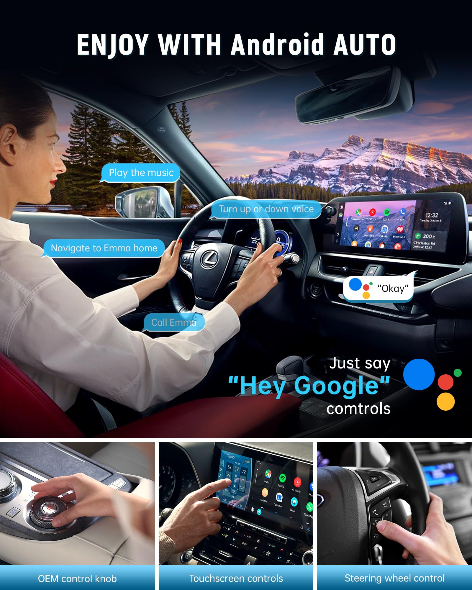 Wireless Android Auto Adapter - NFC Instant Connection, Converts Wired to Wireless for Factory Android Auto Cars, Compatible with Android 11+ & Vehicles 2017+ (Gray) - Perfect for Hands-Free Driving, Music Streaming & GPS Navigation
