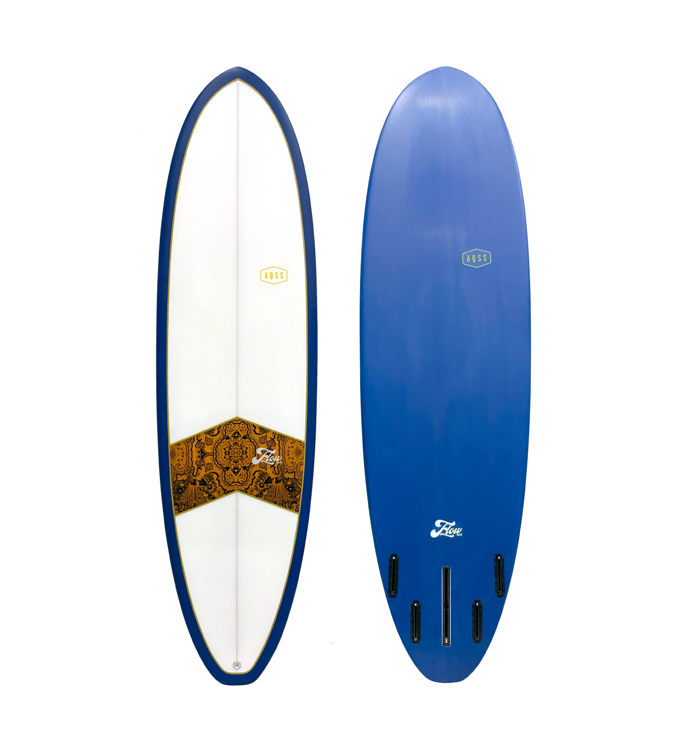 AQSS Flow MK2 Midlength Skateboard Deck - Blue/Paisley Design | Durable & Lightweight for Street & Park Skating | Perfect for Tricks & Commuting