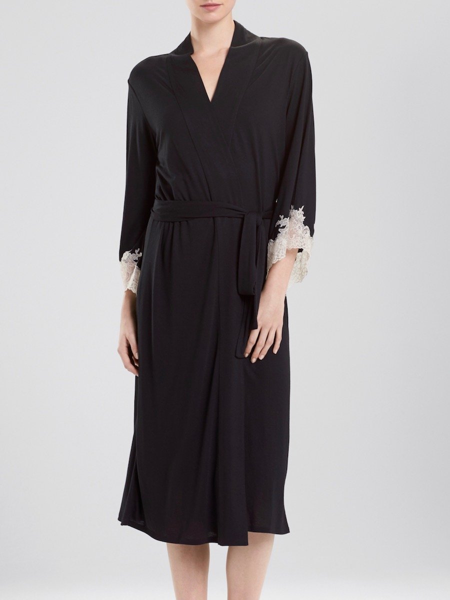 Natori Luxe Shangri-La Long Robe - Women's Soft Silk Kimono Robe for Spa, Bridal, and Loungewear - Elegant Homewear & Gift Idea