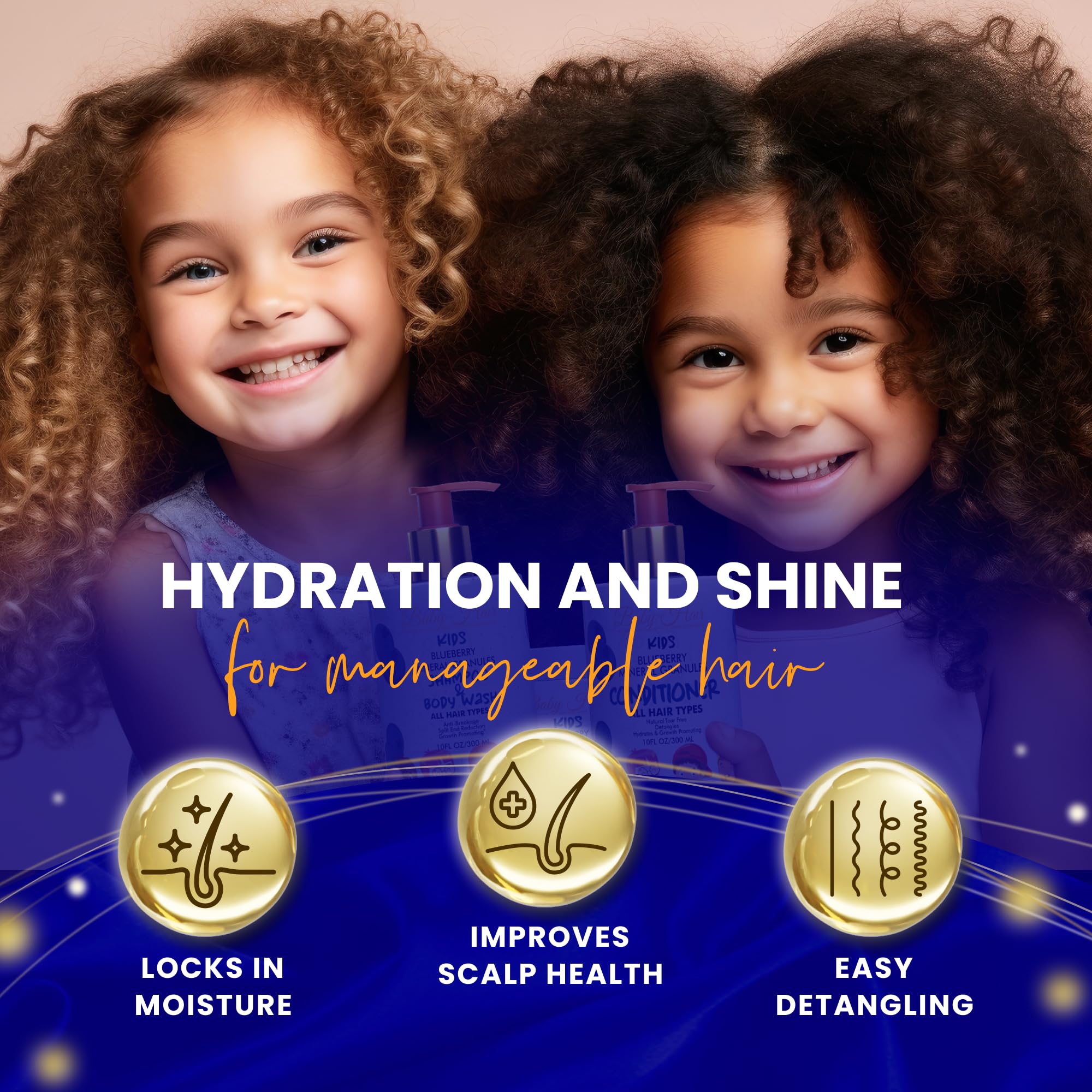 Blueberry Mineral Kids Shampoo & Body Wash - Sulfate-Free, Tearless Baby Hair Care with Blueberry, Strawberry Oil & Aloe Vera (10 fl.oz) | Gentle Cleansing for Sensitive Skin, Perfect for Daily Bath Time & Toddler Hair Care