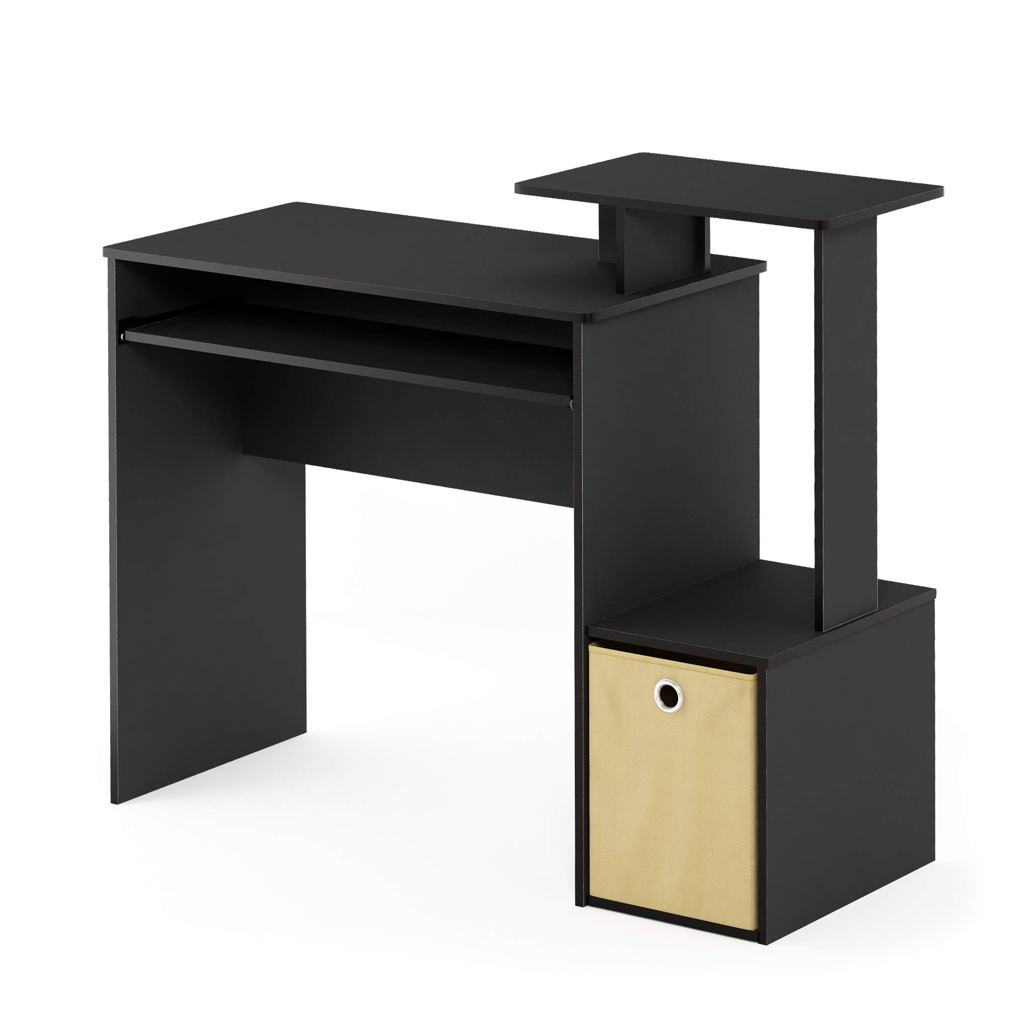 Furinno Econ Multipurpose Home Office Computer Writing Desk - Compact Workstation for Small Spaces, Study & Gaming, Black/Brown Finish - Perfect for Remote Work, Online Classes & Home Office Setup
