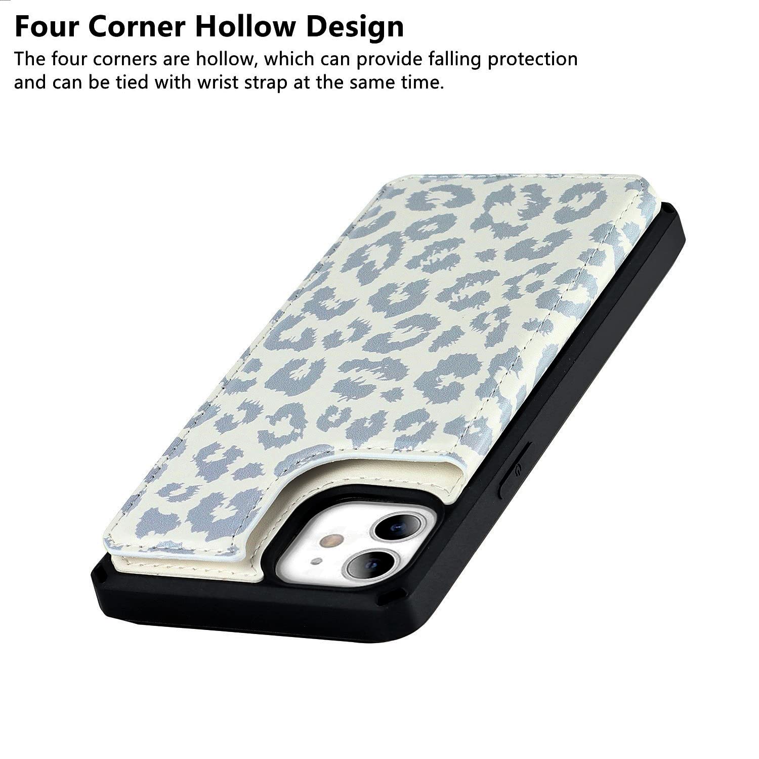 Premium PU Leather iPhone 11 Wallet Case with RFID Blocking Card Slots, Kickstand & Wrist Strap | Slim Protective Cover with Card Holder for iPhone 11 6.1 Inch (Gray Leopard) - Perfect for Travel, Shopping & Everyday Convenience