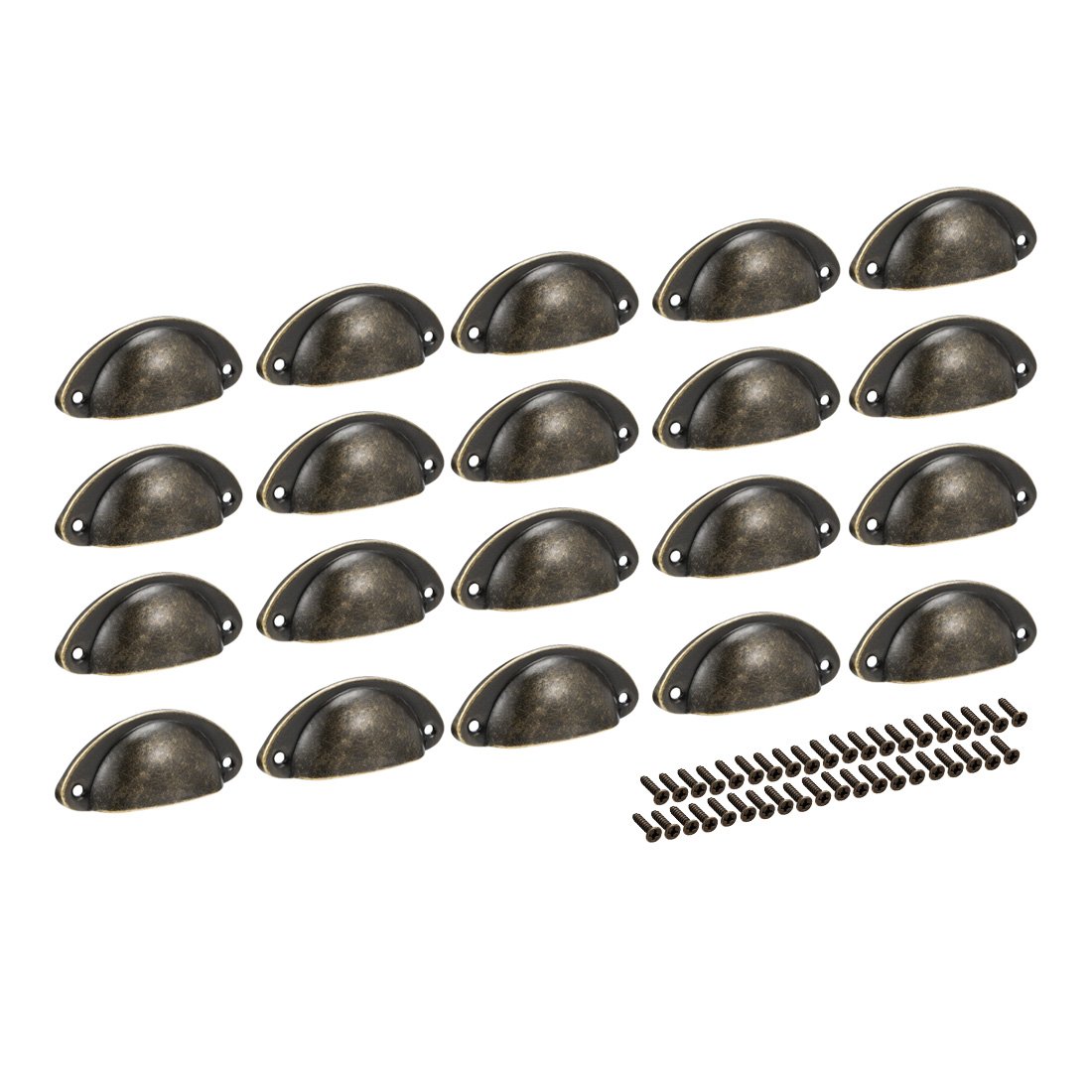 Bronze Cup Pulls 20 Pack - Carbon Steel Drawer Handles for Kitchen Cabinets & Dressers (3.19
