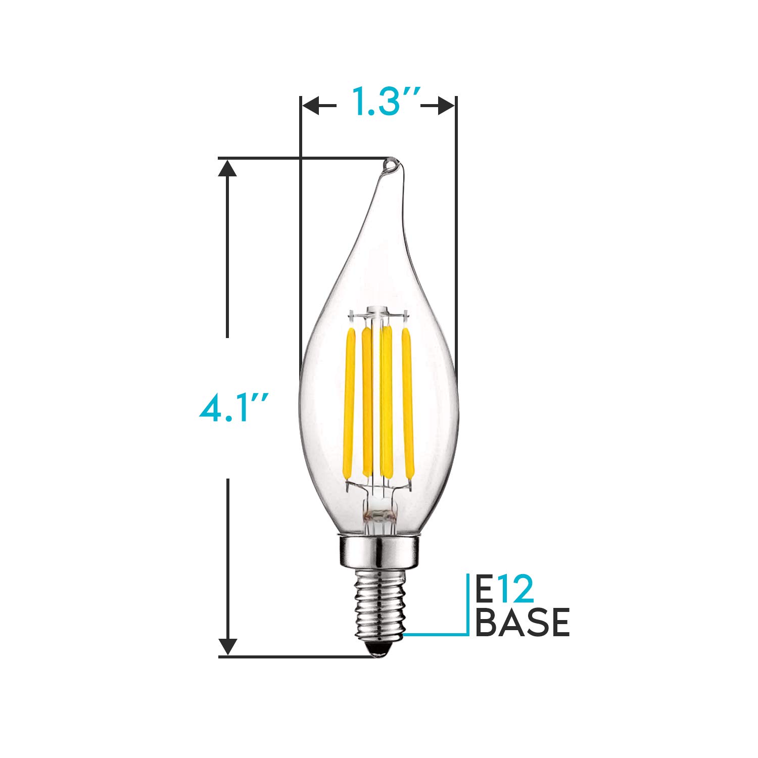 LUXRITE Vintage LED Candelabra Bulbs 24 Pack - 60W Equivalent, 550 Lumens, 3500K Natural White, 5W Dimmable Flame Tip Filament LED Candle Light Bulbs with Clear Glass & E12 Base - Perfect for Chandeliers, Wall Sconces, Ceiling Fans and Vintage Lighting Fixtures