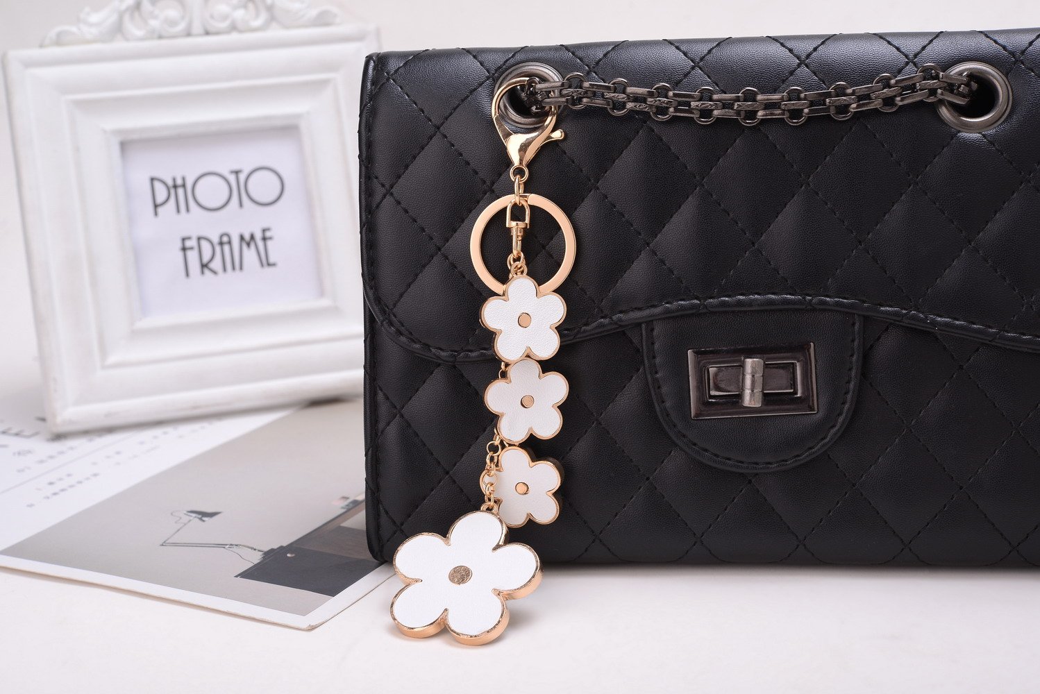 Women's Floral Enamel Keychain Bag Charm - Cute Purse Accessories for Handbags, Backpacks, Wallets & Gifts