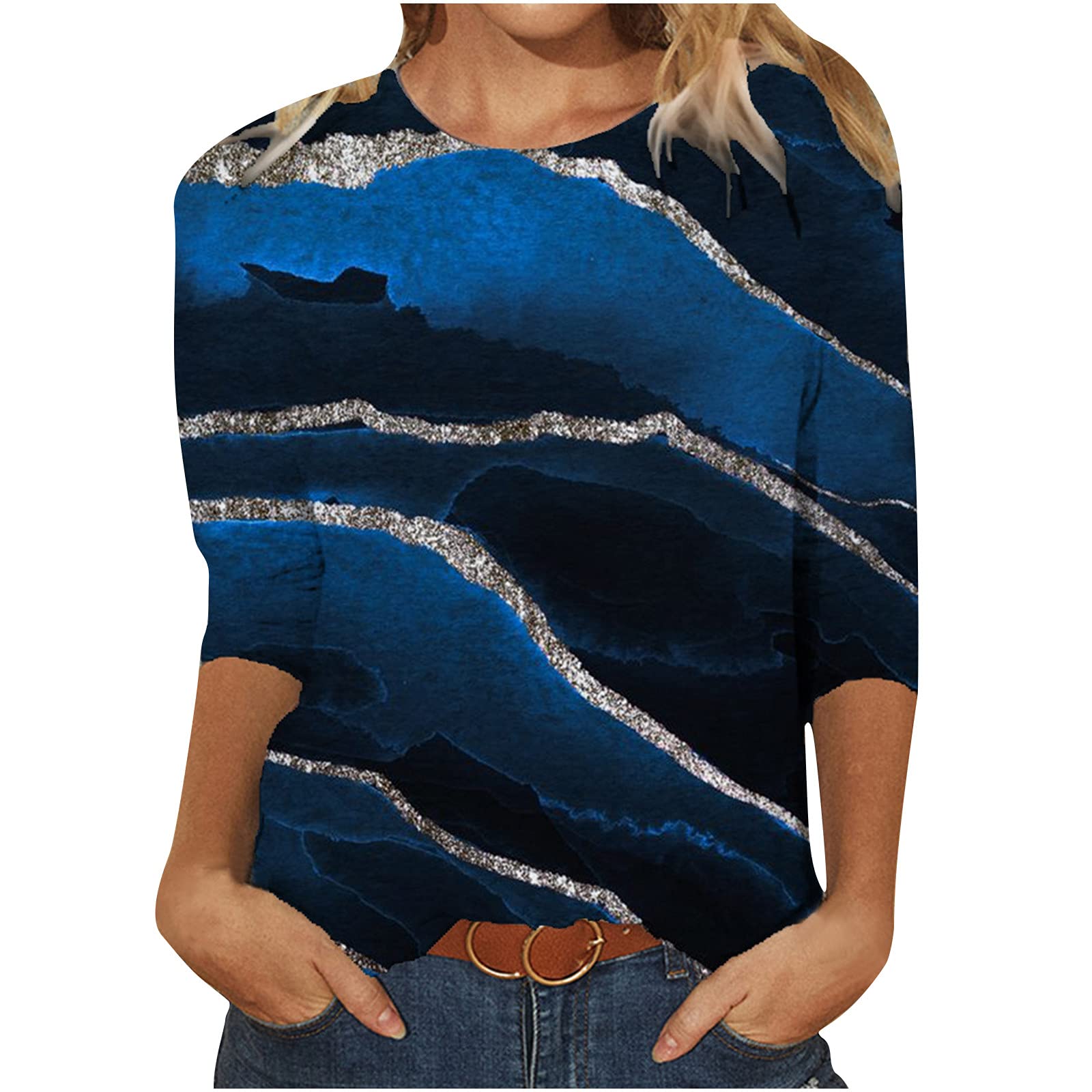 Trendy Women's Summer Graphic Crewneck T-Shirts - Long Sleeve Casual Cute Tops for Everyday Wear, Street Style & Outfits