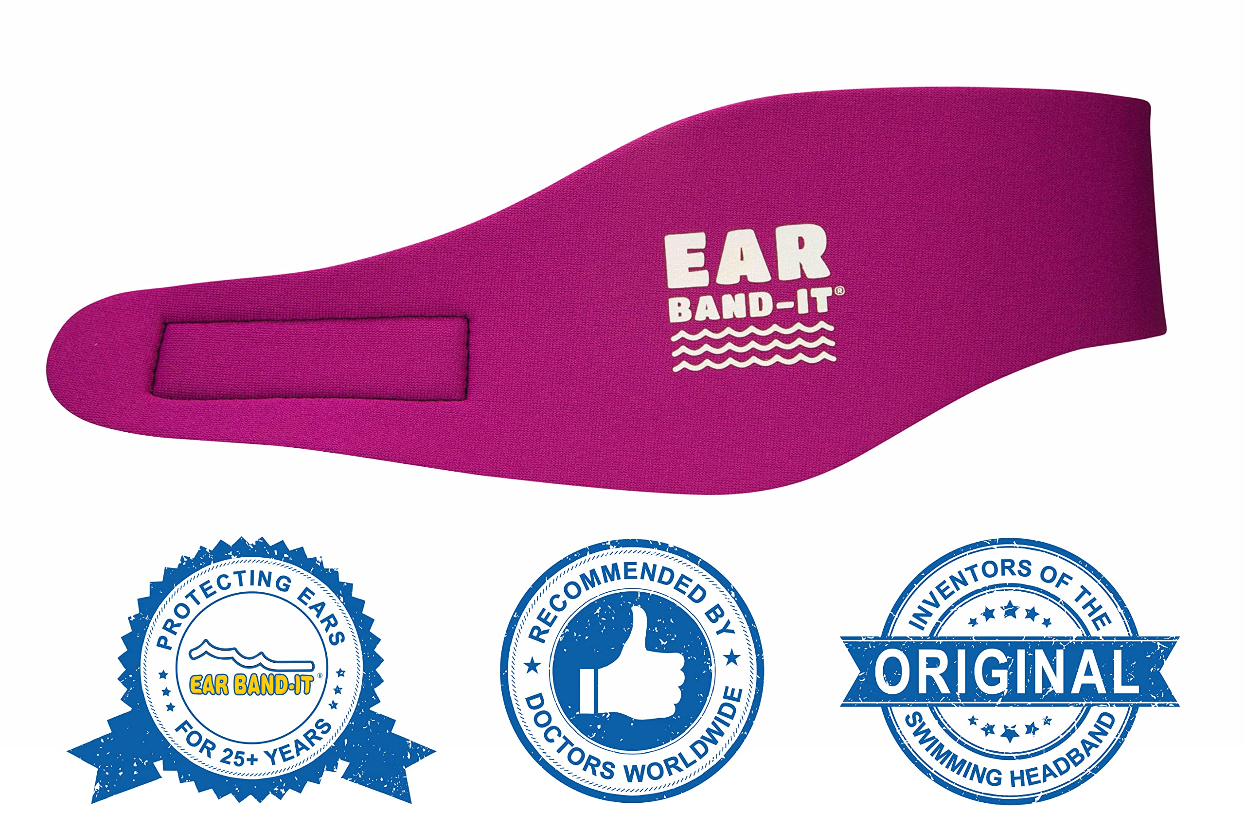 Ear Band-It Swimming Headband - Doctor Designed & Recommended Swim Headband for Secure Earplug Hold - Original Waterproof Headband for Swimming, Surfing & Water Sports