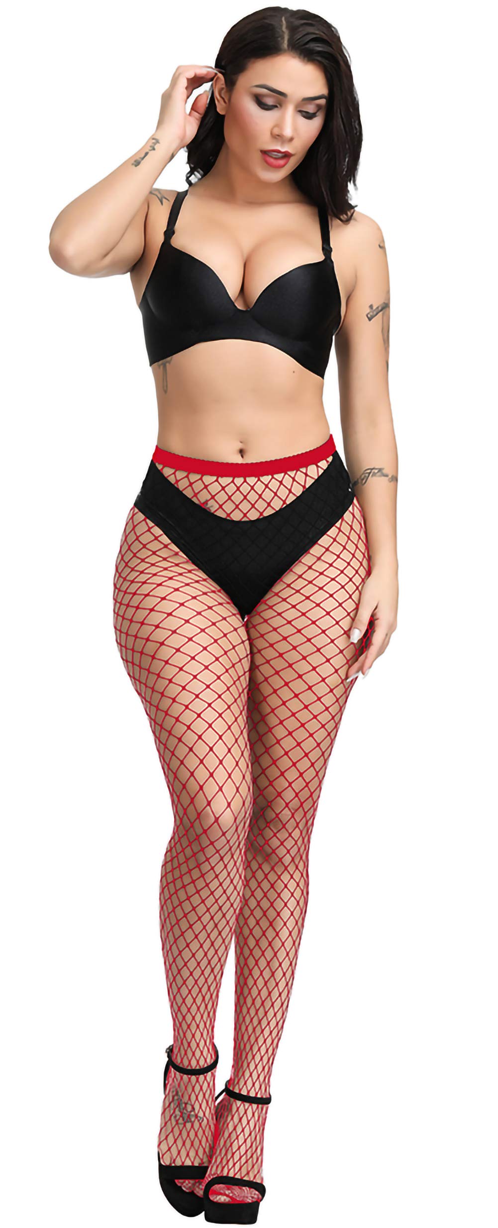 Sexy High Waisted Fishnet Stockings for Women - Stretchy Pantyhose with Comfortable Fit - Perfect for Halloween, Cosplay, and Night Out Parties