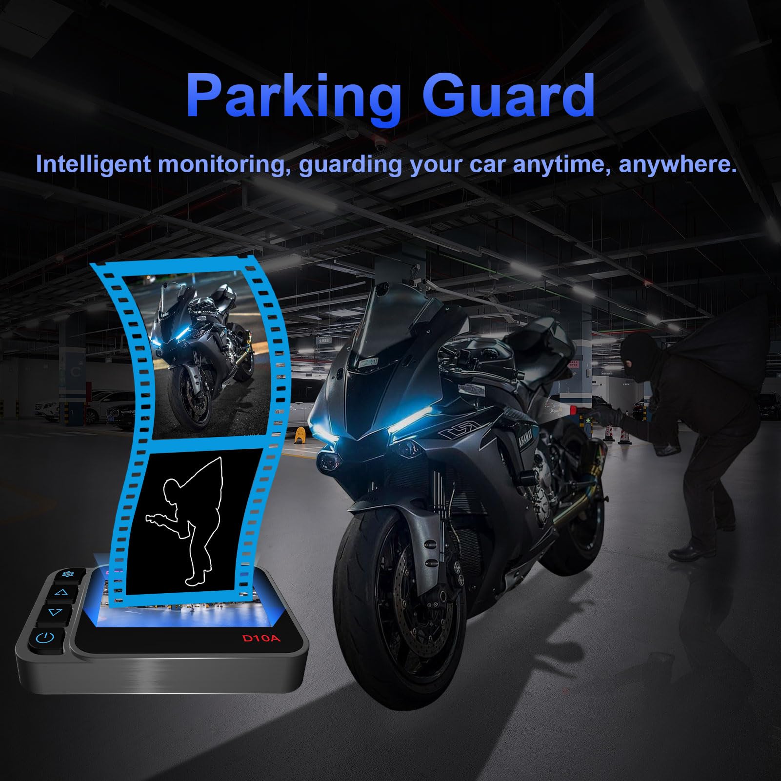 DeepMoto D10A 1080P Dual HD Motorcycle Dash Cam - Waterproof Riding Camera with 3