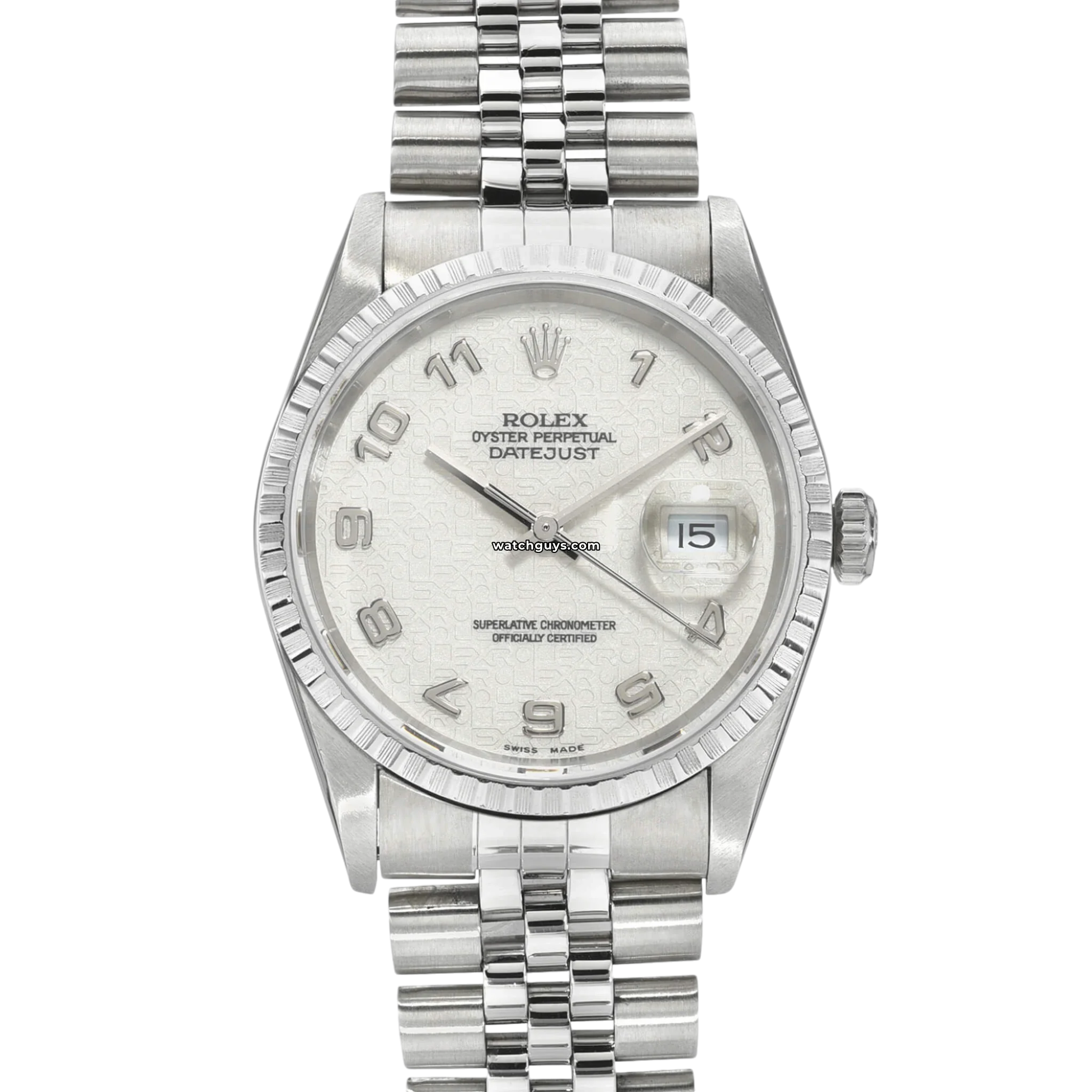 Rolex Datejust 16220 Men's Watch - Stainless Steel, Ivory Dial, Arabic Numerals, Jubilee Bracelet | Luxury Dress Watch for Business & Formal Occasions