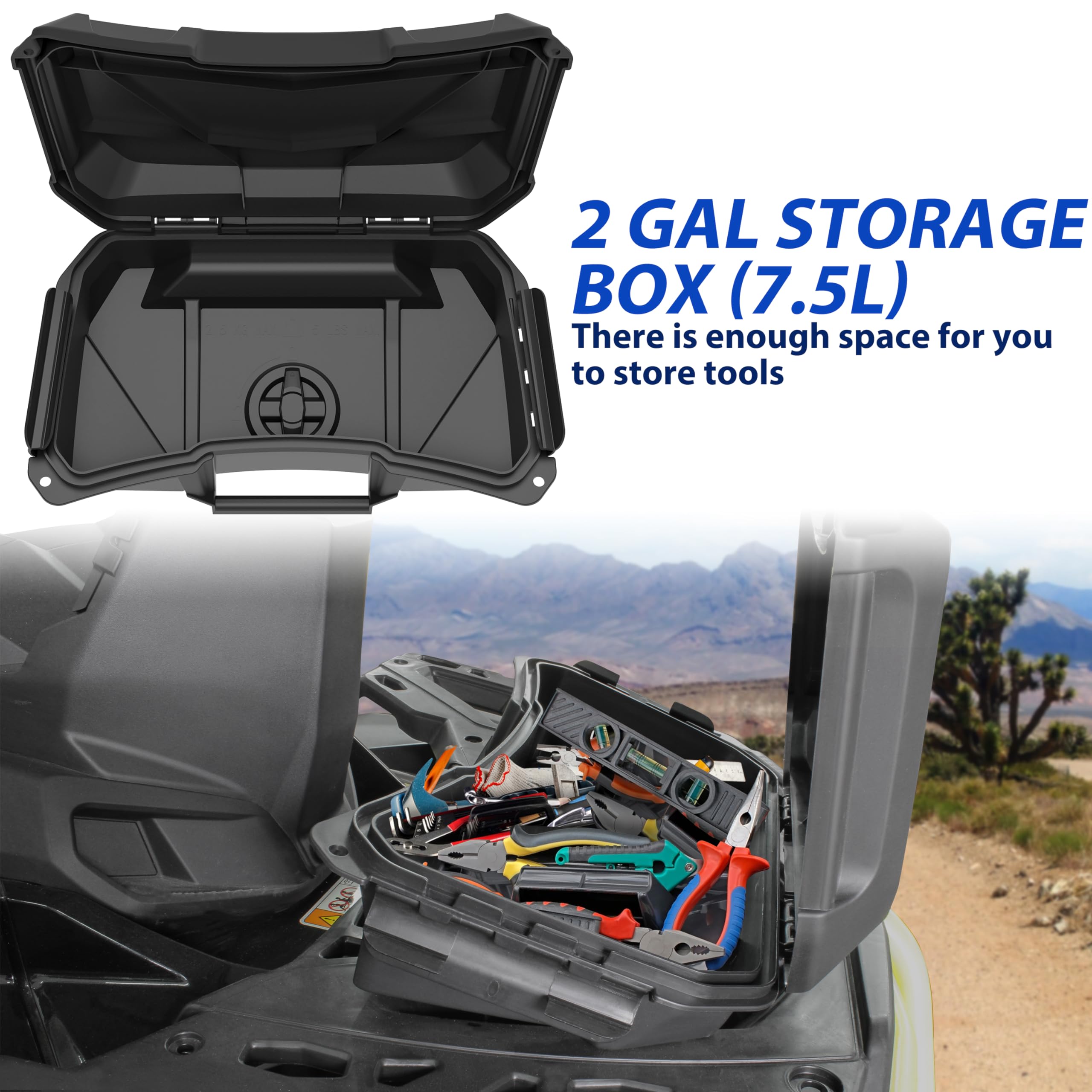 Can-Am Outlander L MAX 6X6 Storage Cargo Box - 2 Gallon (7.5L) Black Front/Rear Rack Tool Organizer | Replacement for OEM #708200408 | Perfect for Off-Road Gear, Hunting Equipment & ATV Accessories Storage