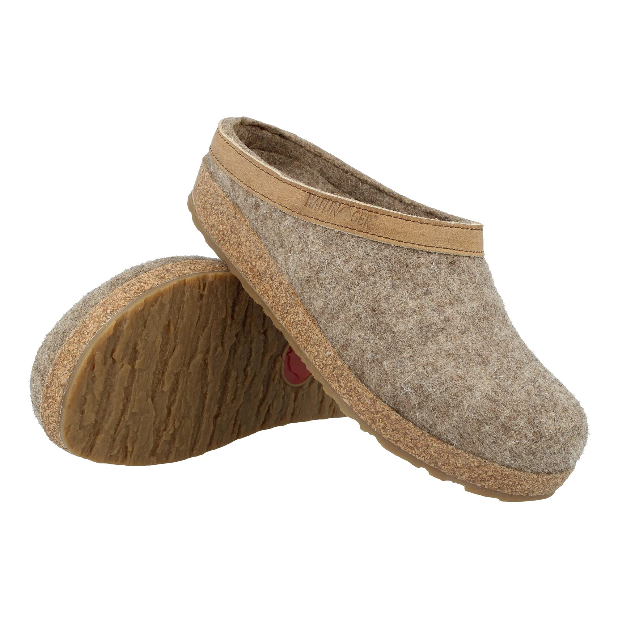HAFLINGER 713001-550 Grizzly Torben Wool Felt Slippers for Men & Women - Size 50 EU, Comfortable Indoor/Outdoor House Shoes for Relaxation & Warmth