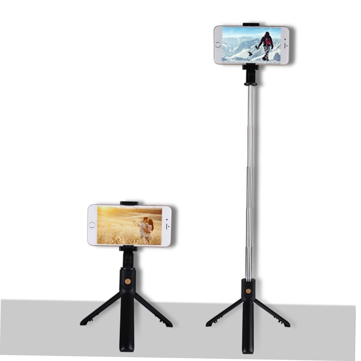 Uonlytech Universal Selfie Stick Tripod with Phone Holder - Compact & Adjustable Smartphone Tripod Stand for iPhone, Android - Perfect for Travel, Vlogging & Group Photos
