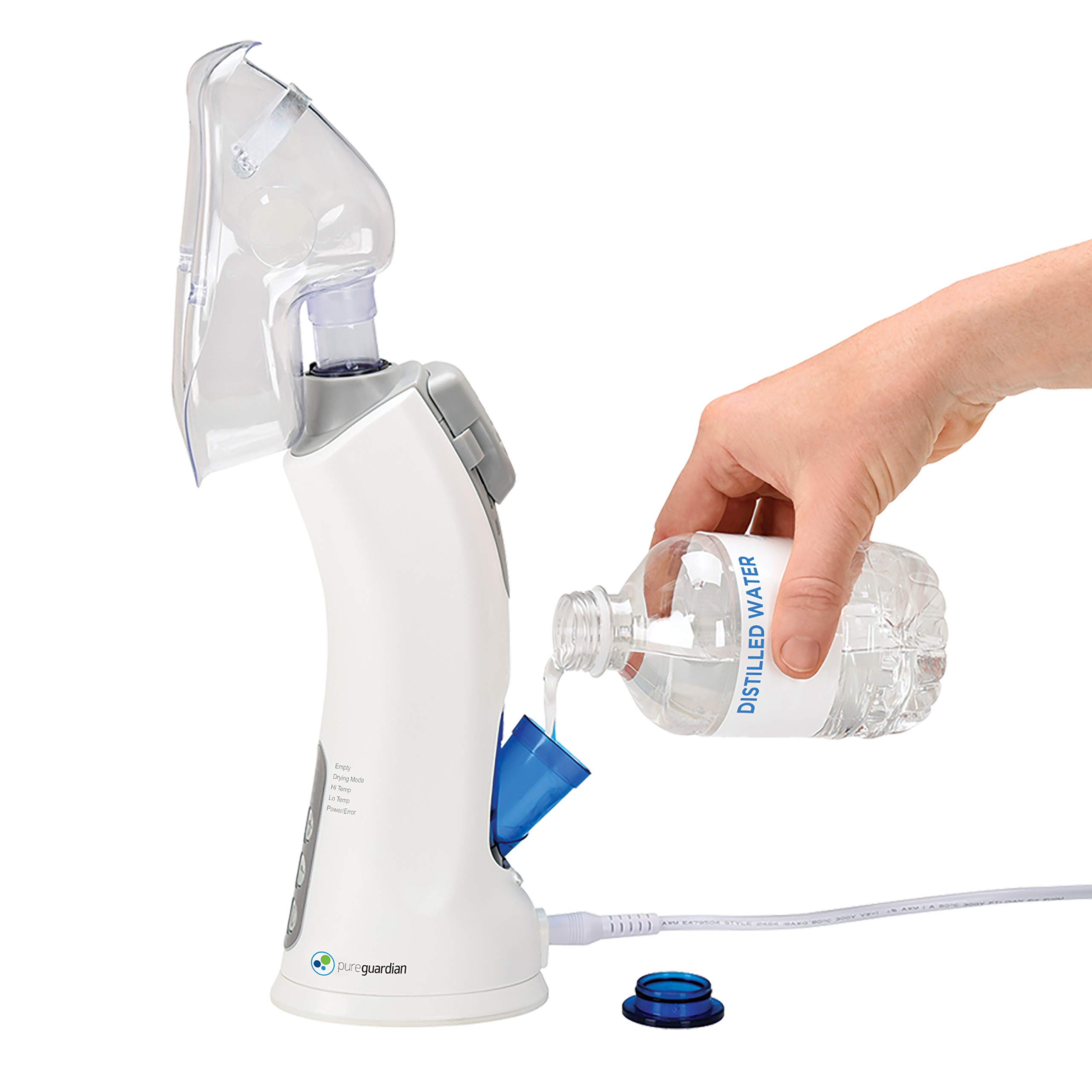 PureGuardian MST55 Portable Warm Mist & Steam Inhaler with Essential Oil Tray - Handheld Natural Steam Therapy for Allergies, Nasal Congestion, Dryness & Sinus Relief - Perfect for Home, Office & Travel Use