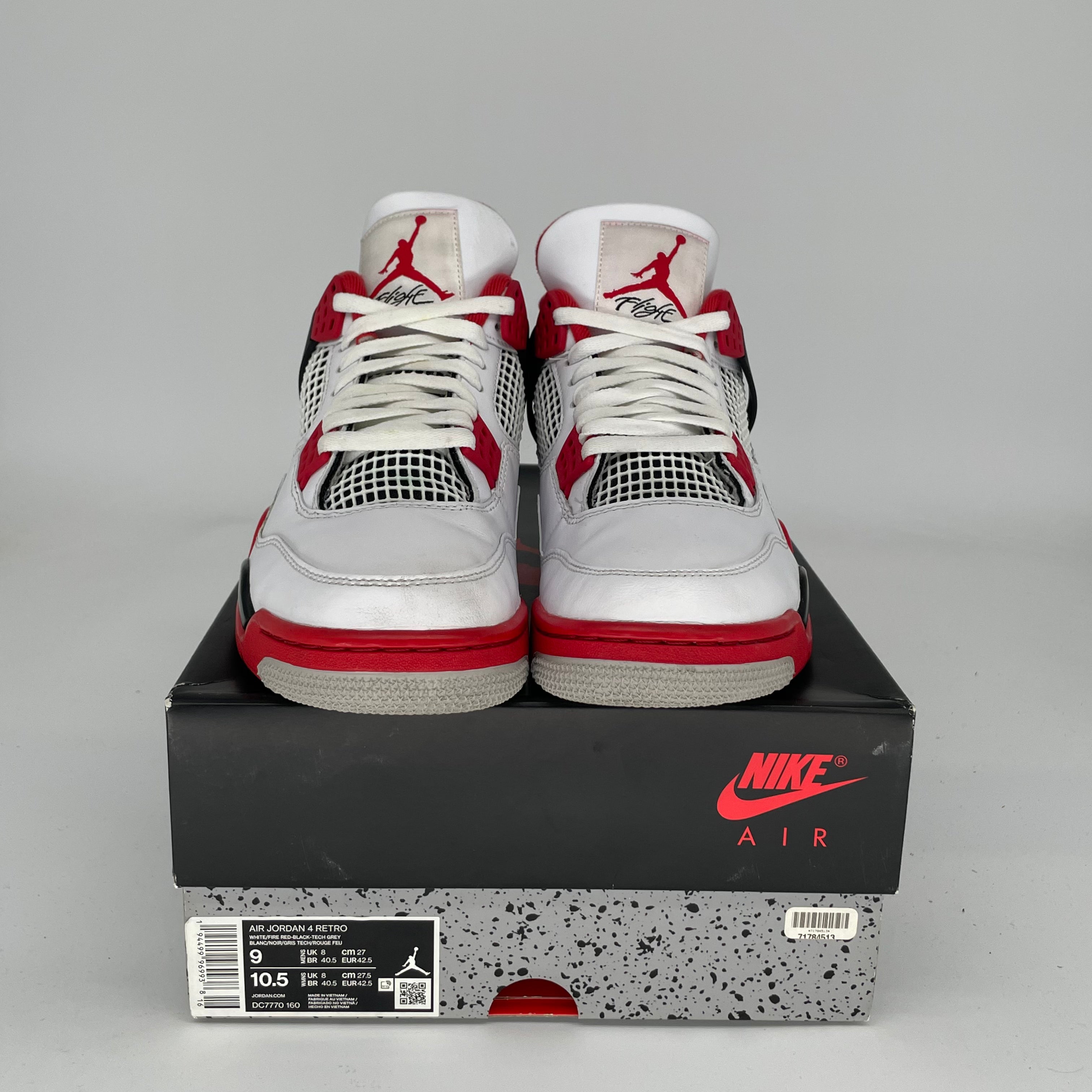 AIR JORDAN 4 Retro Fire Red Men's Basketball Shoes Size 9 - DC7770-160 | Authentic Sneakers for Sports, Streetwear & Casual Outfits