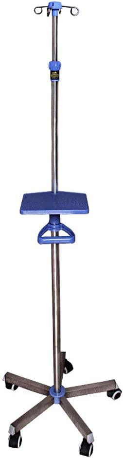 Portable IV Pole Stand with 5 Casters - Adjustable Height 43-79 Inches, Stainless Steel Medical Infusion Drip Stand for Hospitals, Clinics & Home Care - Mobile IV Solution Holder for Patient Treatment & Fluid Therapy