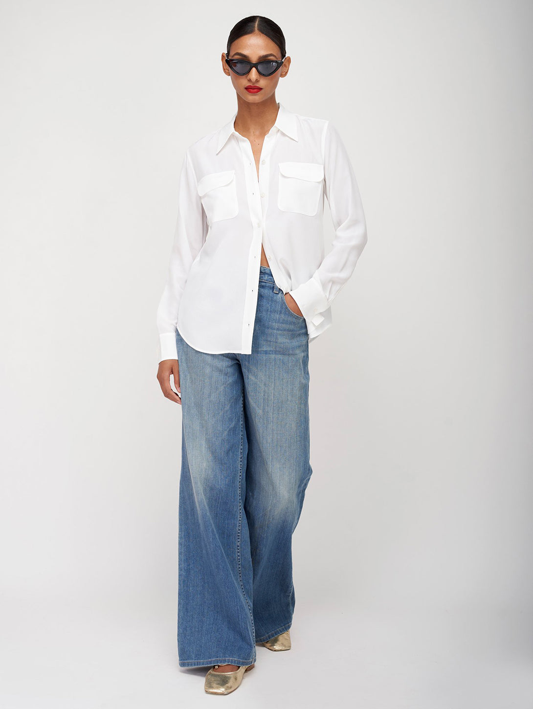 Premium Silk Shirt for Women - Soft Breathable Luxury Blouse in Bright White | Perfect for Office Wear, Evening Events & Special Occasions