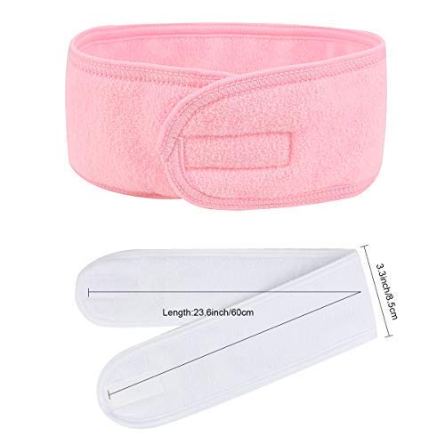 3 Pack Adjustable Terry Cloth Spa Headbands for Women - Soft Stretchable Bath & Shower Head Wrap with Magic Tape - Perfect for Skincare, Makeup, Hair Washing & Sports Activities