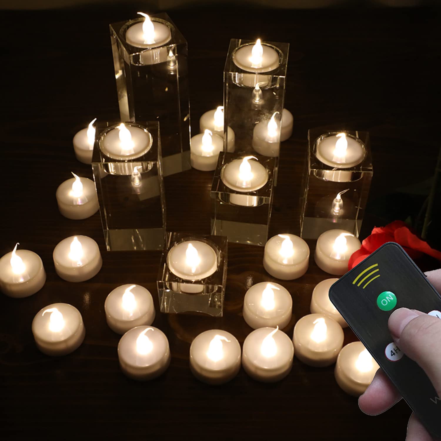 Flameless LED Tea Light Candles with Remote Control & Timer - Battery Operated Flameless Candles for Home Decor, Wedding, Party, Christmas - 12 Pack - Perfect for Centerpieces, Votives, and Romantic Ambiance