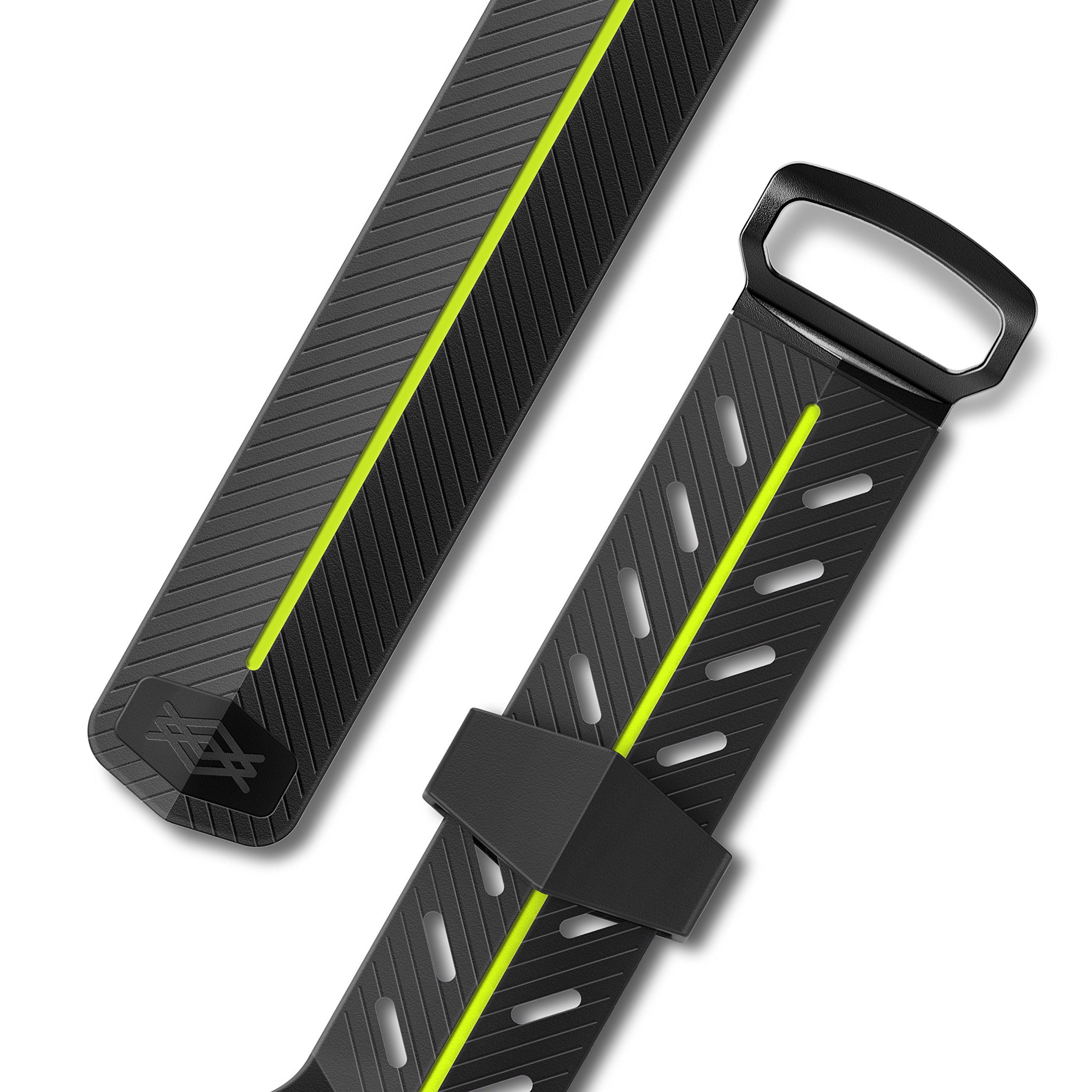 Raptic Action Band for Apple Watch 38mm - Soft Silicone Replacement Strap Compatible with Apple Watch Series 1/2/Nike+ (Black & Yellow) - Perfect for Running, Workouts & Active Lifestyles