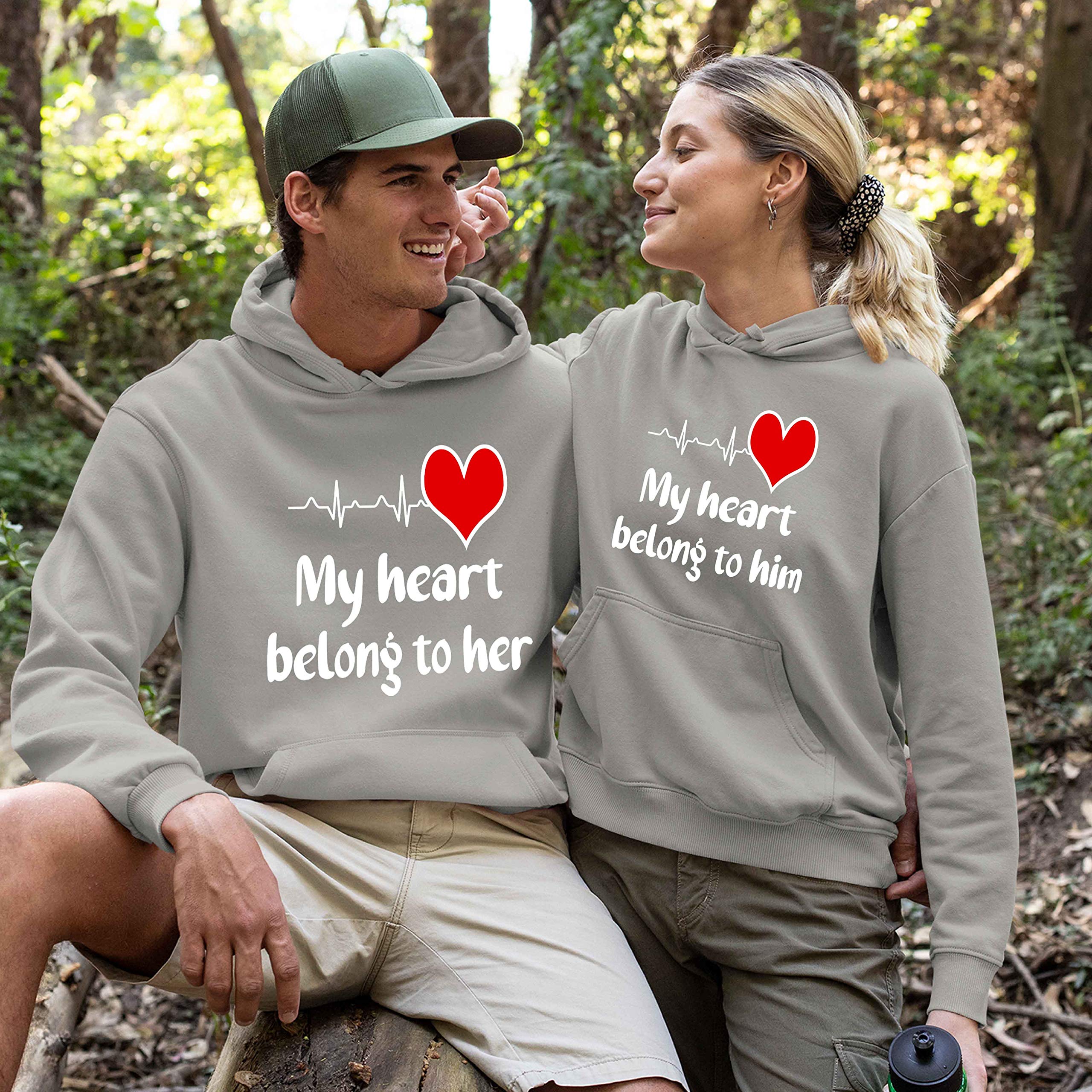 Best Family Gifts: My Heart Belongs To Him/Her Unisex Hoodies For Couples - Perfect For Date Nights & Cozy Moments