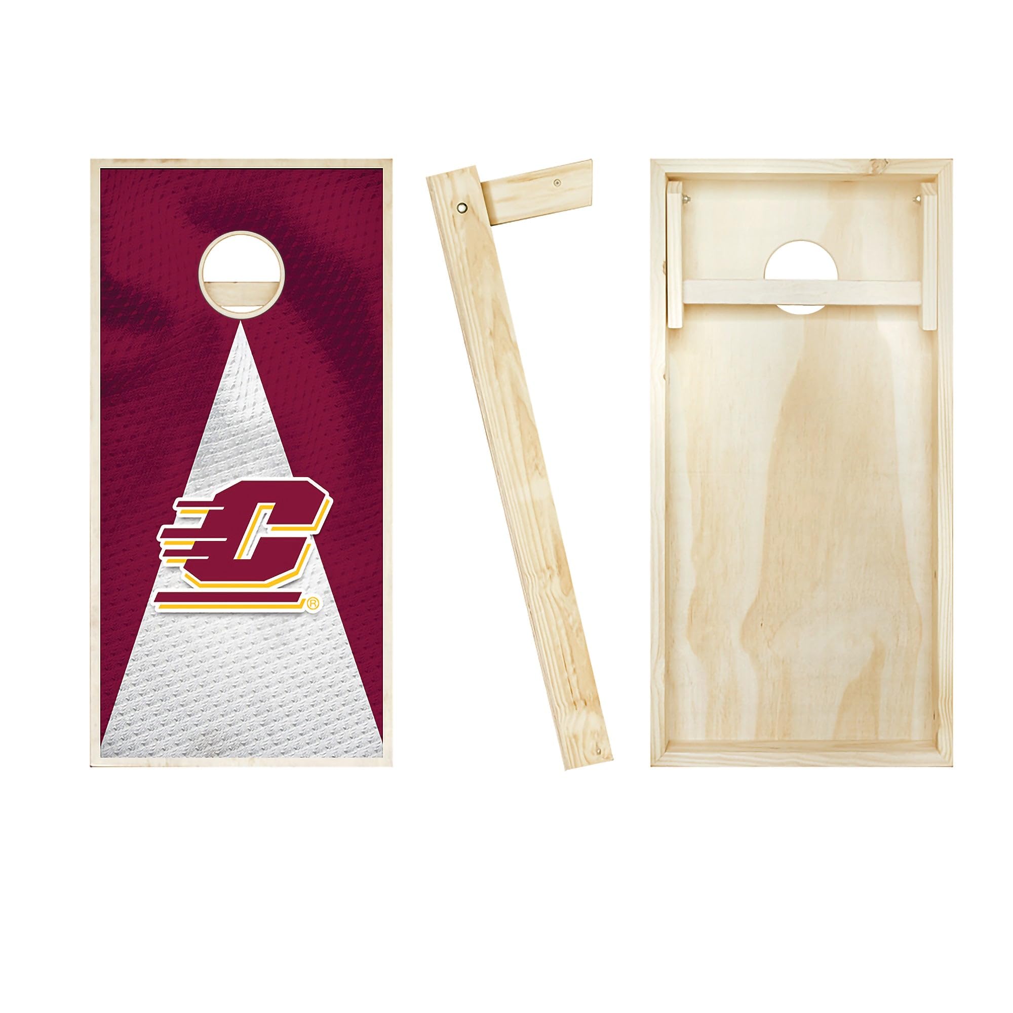 Central Michigan Cornhole Boards Set - 2 Premium Wooden Boards & 8 Team Logo Bean Bags | Official NCAA Game for Tailgating, Backyard Parties & Outdoor Events