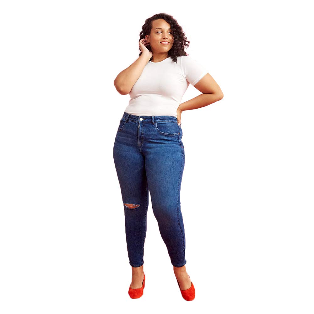 Warp + Weft JFK Plus Size Denim Jeans for Women - High Waist Stretch Comfort Fit - Perfect for Casual Wear, Office & Travel