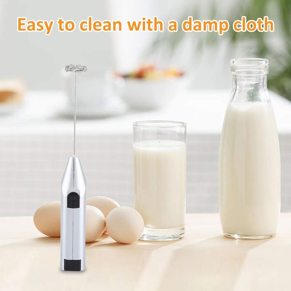 Electric Milk Frother Handheld - Battery Operated Milk Mixer with Stainless Steel Whisk for Cappuccino, Coffee & Hot Chocolate - Perfect for Home Barista, Coffee Shops & DIY Drinks