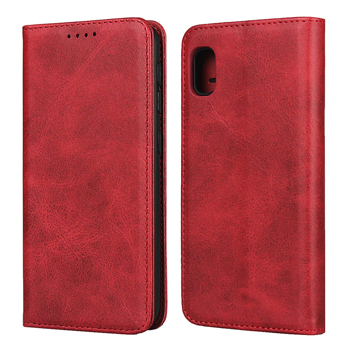 Premium PU Leather Magnetic Wallet Case for Samsung Galaxy A10e - Flip Cover with Card Slots & Kickstand (Wine Red) | Perfect for Everyday Use, Travel & Hands-Free Viewing