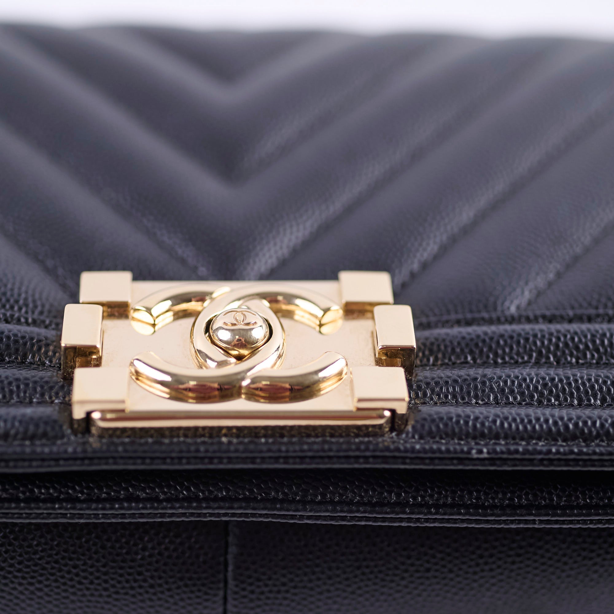 Chanel Boy Old Medium Chevron Caviar Black Leather Handbag - Luxury Designer Crossbody Bag for Women, Perfect for Date Night & Evening Events