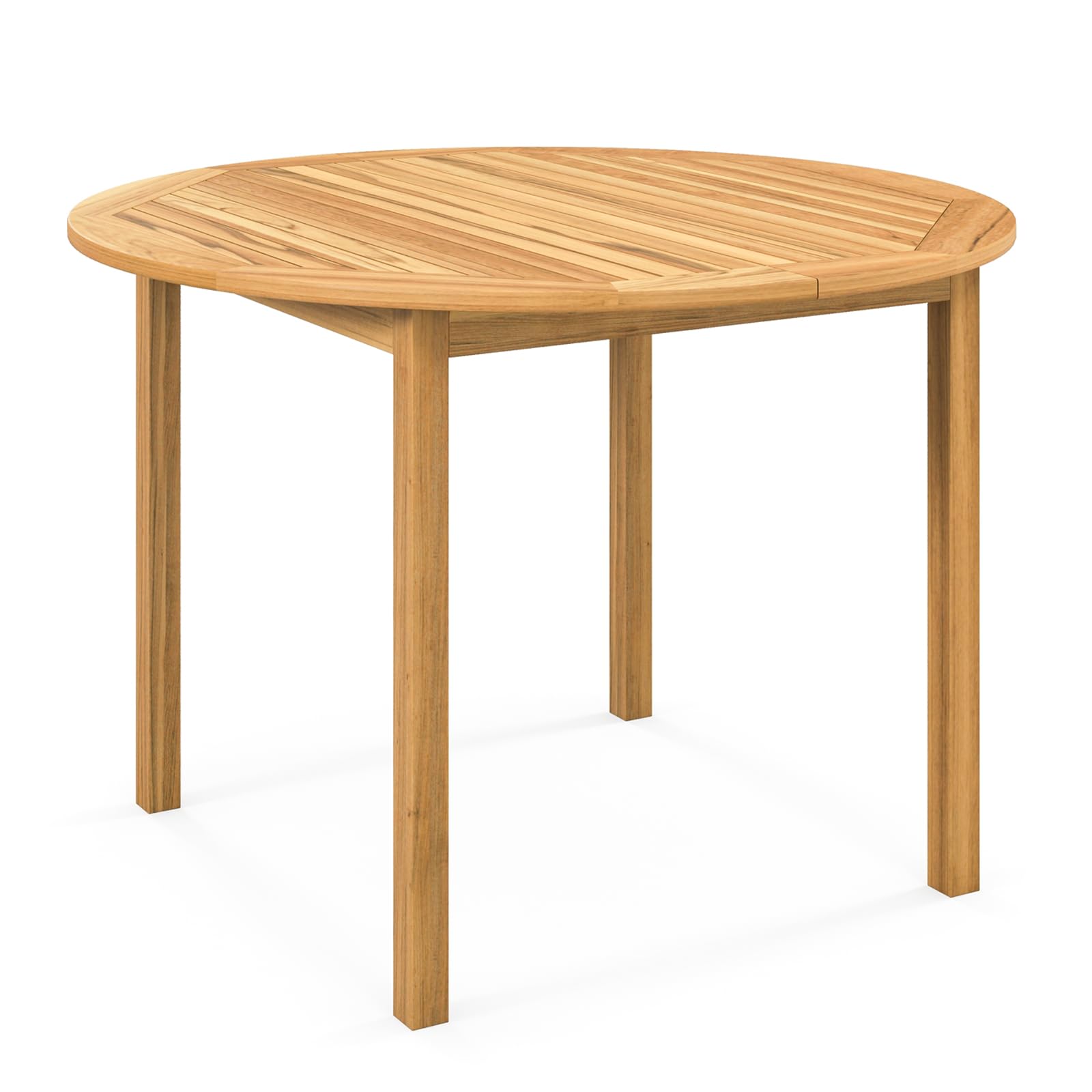 Tangkula 48-Inch Round Outdoor Dining Table - Acacia Wood Farmhouse Style 4-Person Patio Table - Weather-Resistant for Yard, Deck, Garden & Indoor Dining Room - Perfect for Al Fresco Meals & Backyard Entertaining