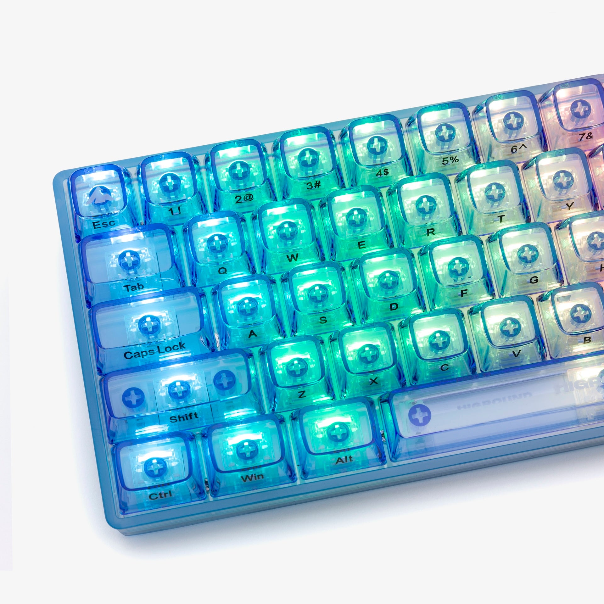 Clear Sapphire Basecamp 65 Mechanical Keyboard with Silent Glacier Switches - Compact 65% Layout for Gaming, Typing & Office Work