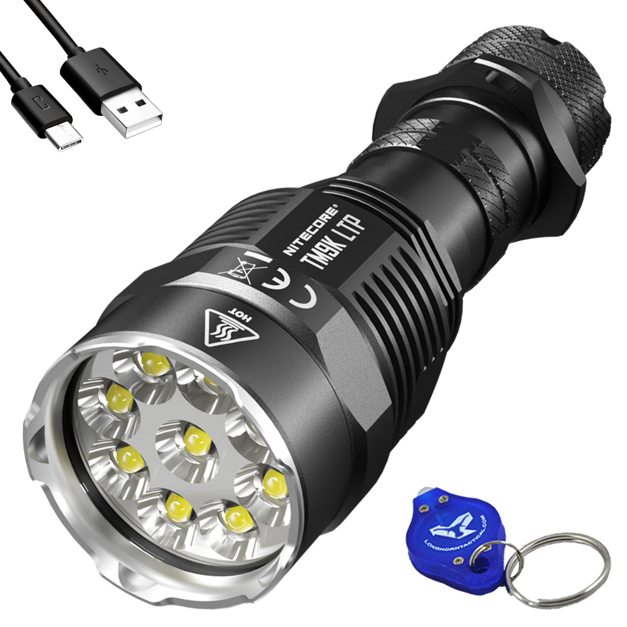 NITECORE TM9K LTP 9800 Lumen USB-C Rechargeable Flashlight with Low Temperature Protection & LumenTac Keychain Light - Perfect for Camping, Hiking, Emergency and Outdoor Adventures