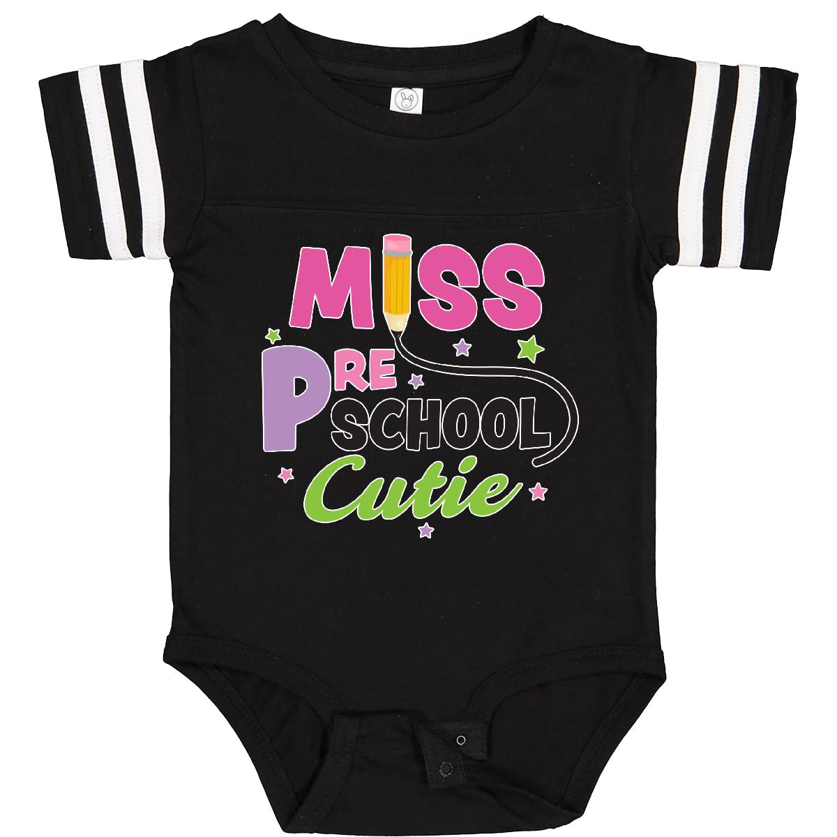 Inktastic Miss Preschool Bodysuit - Cute Pencil & Stars Design for Baby Girls