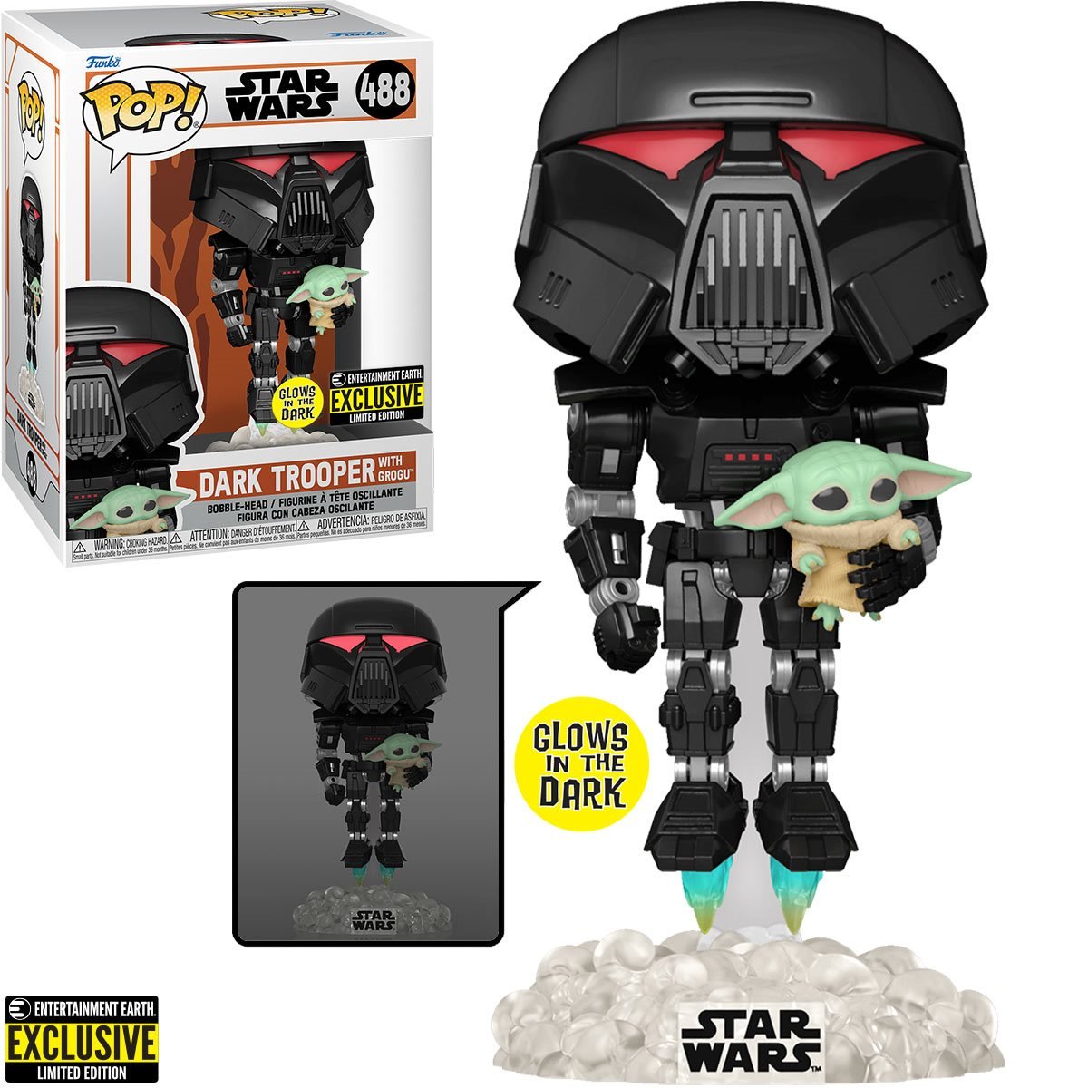 Star Wars The Mandalorian Dark Trooper Action Figure with Grogu - Collectible Toy for Fans, Gift for Kids & Adults - Perfect for Display, Play & Star Wars Merchandise Collection